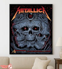 Metallica M72 2025 3 Skulls & Black Widow Featuring All Cities Poster & Canvas - Merch Collect