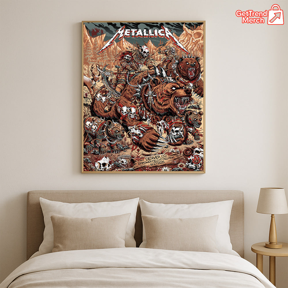 Metallica M72 Denver June 29 2025 Grizzly Bear Poster & Canvas - Merch Collect