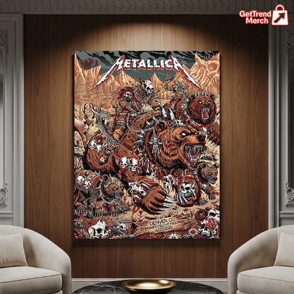 Metallica M72 Denver June 29 2025 Grizzly Bear Poster & Canvas - Merch Collect