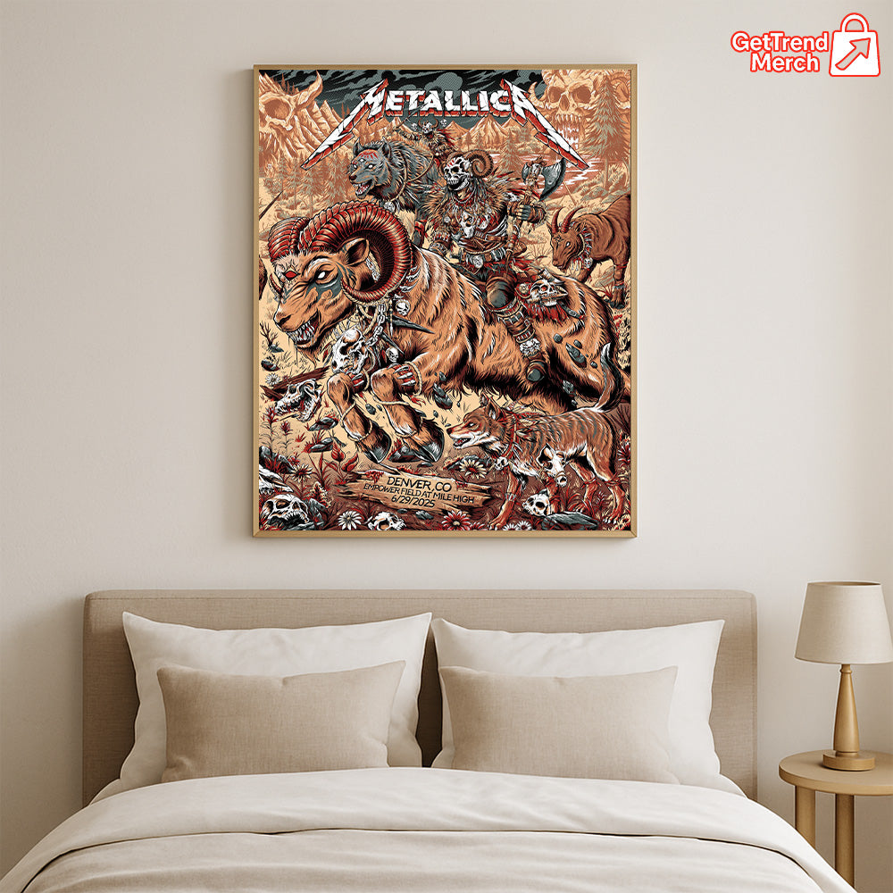 Metallica M72 Denver 2025 Setlist Grizzly Bear Poster & Canvas - Merch Collect