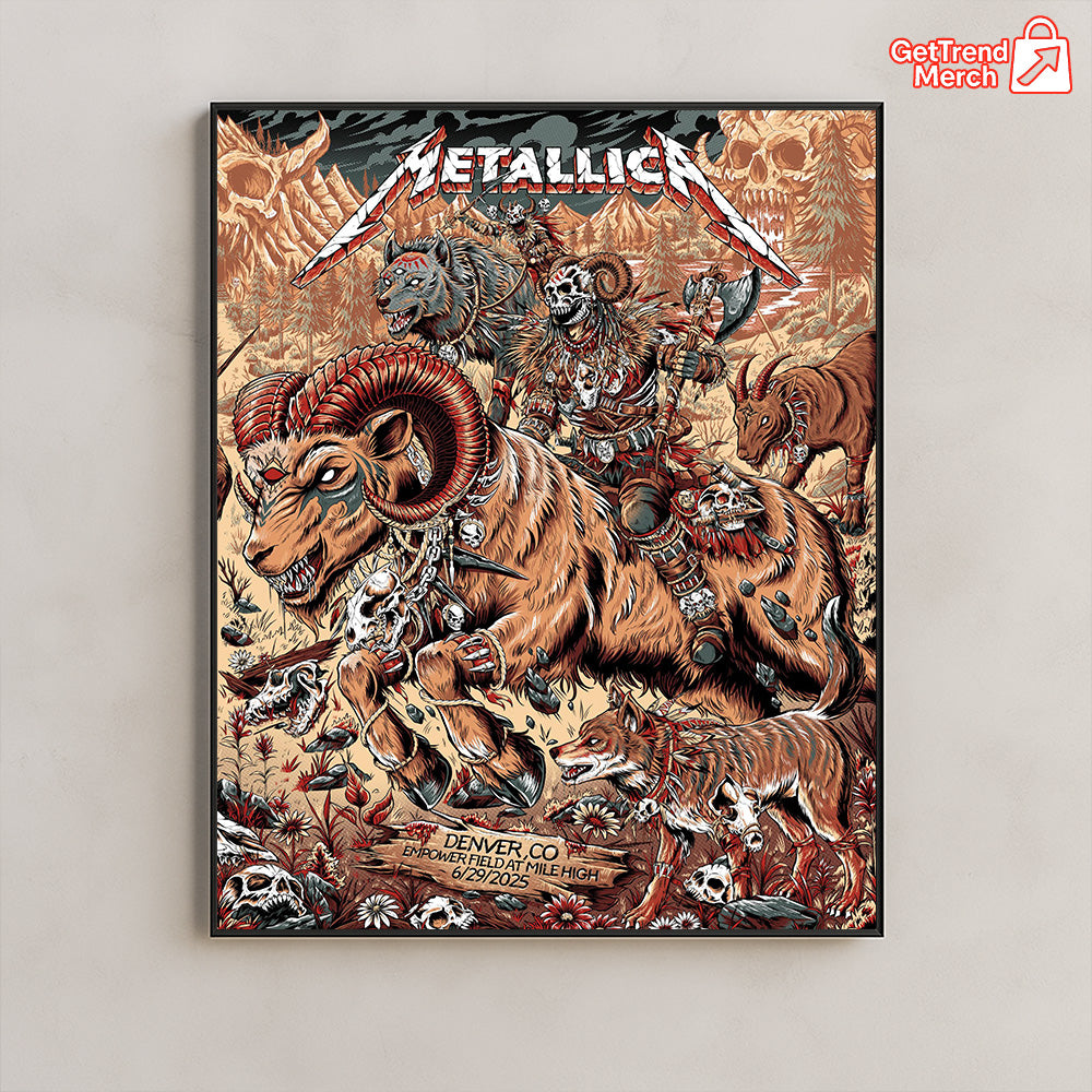 Metallica M72 Denver 2025 Setlist Grizzly Bear Poster & Canvas - Merch Collect