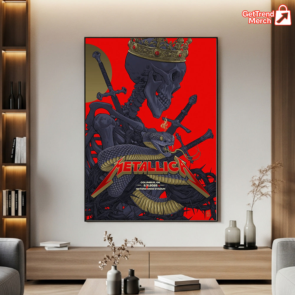 Metallica M72 Columbus May 11 2025 Snake & Skeleton Poster & Canvas - Merch Collect