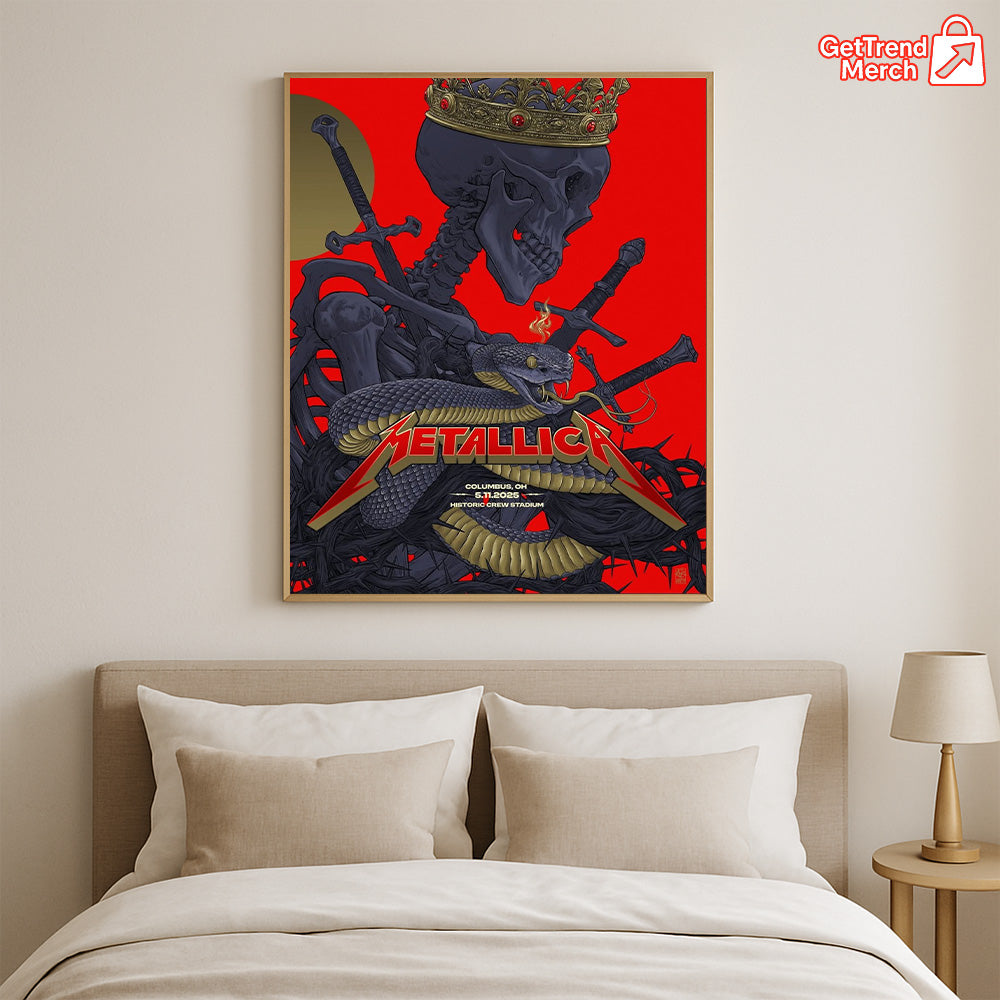 Metallica M72 Columbus May 11 2025 Snake & Skeleton Poster & Canvas - Merch Collect