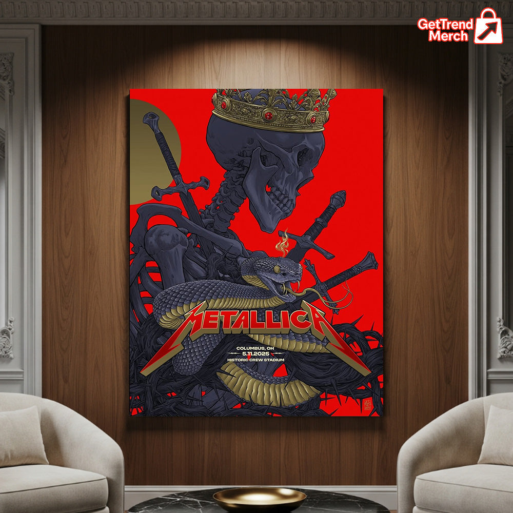 Metallica M72 Columbus May 11 2025 Snake & Skeleton Poster & Canvas - Merch Collect