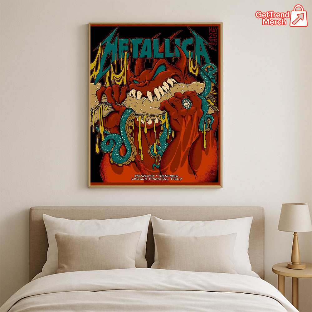 Metallica M72 Philadelphia 2025 Setlist Devil Hot Dog Monster Poster & Canvas - Merch Collect