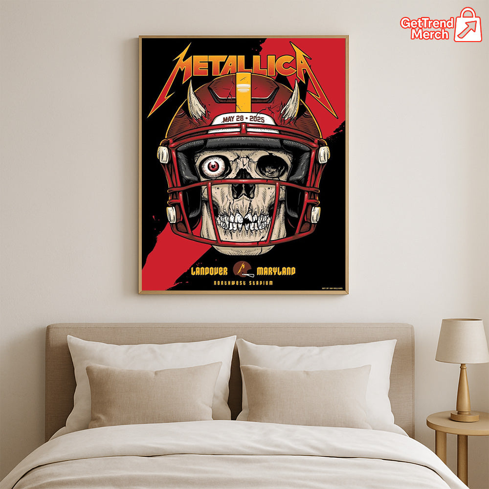 Metallica M72 Landover 2025 Setlist Skull Football Helmet Poster & Canvas - Merch Collect