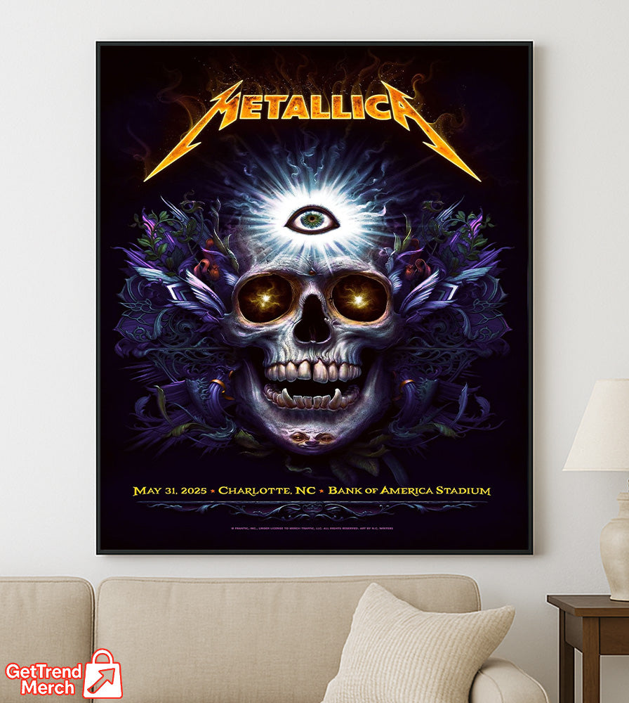 Metallica M72 Charlotte 2025 Setlist Skull Eye Poster & Canvas - Merch Collect