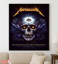 Metallica M72 Charlotte 2025 Setlist Skull Eye Poster & Canvas - Merch Collect