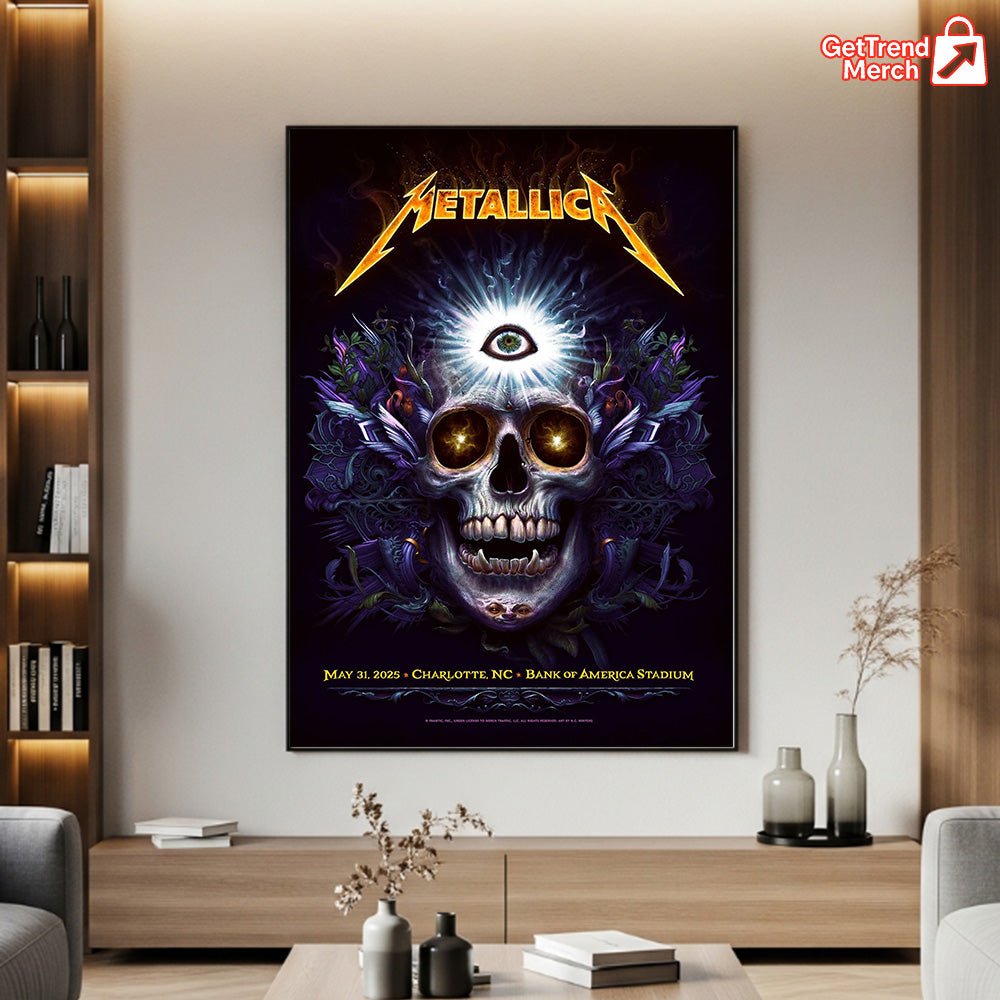 Metallica M72 Charlotte 2025 Setlist Skull Eye Poster & Canvas - Merch Collect
