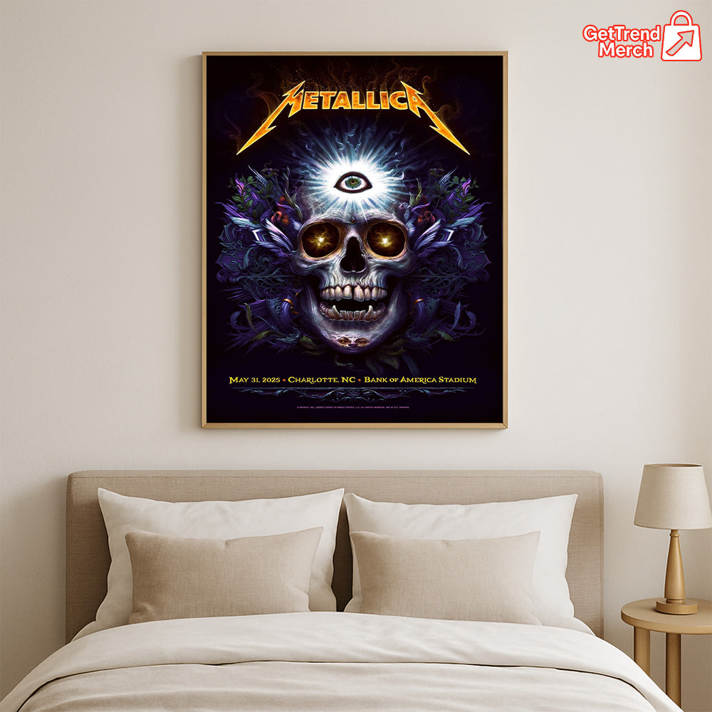 Metallica M72 Charlotte 2025 Setlist Skull Eye Poster & Canvas - Merch Collect