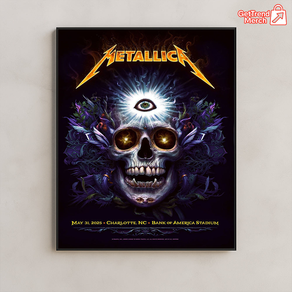 Metallica M72 Charlotte 2025 Setlist Skull Eye Poster & Canvas - Merch Collect