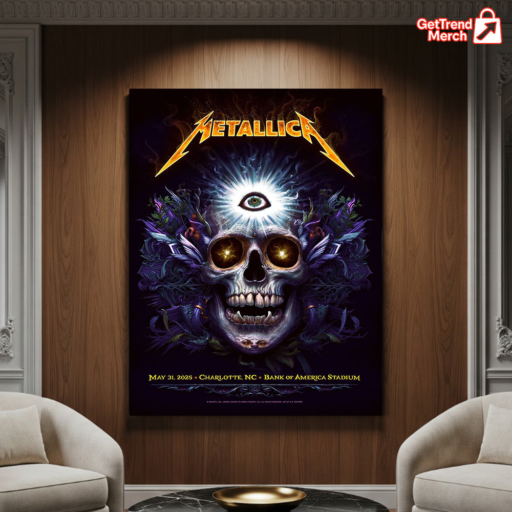 Metallica M72 Charlotte 2025 Setlist Skull Eye Poster & Canvas - Merch Collect