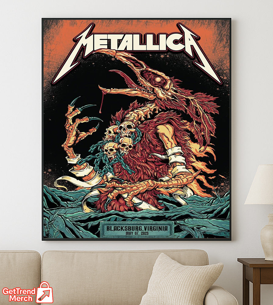 Metallica M72 Blacksburg 2025 Setlist Poster & Canvas - Merch Collect