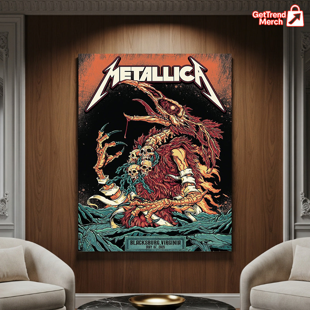 Metallica M72 Blacksburg 2025 Setlist Poster & Canvas - Merch Collect