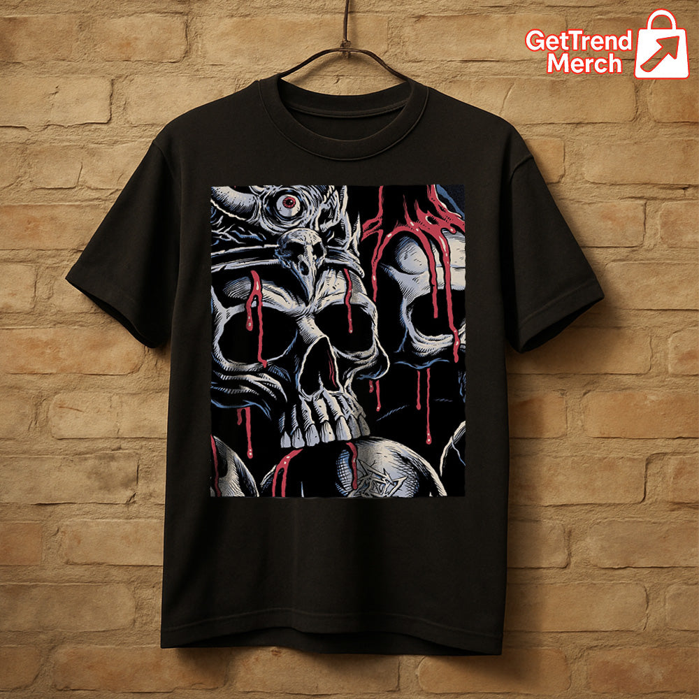 Metallica M72 Santa Clara 2025 Setlist Skull Art by Brandon Heart Graphic T-Shirt - Merch Collect