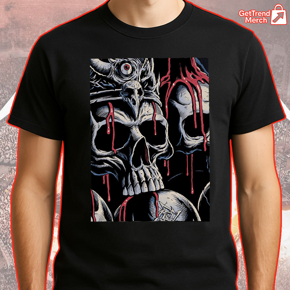 Metallica M72 Santa Clara 2025 Setlist Skull Art by Brandon Heart Graphic T-Shirt - Merch Collect