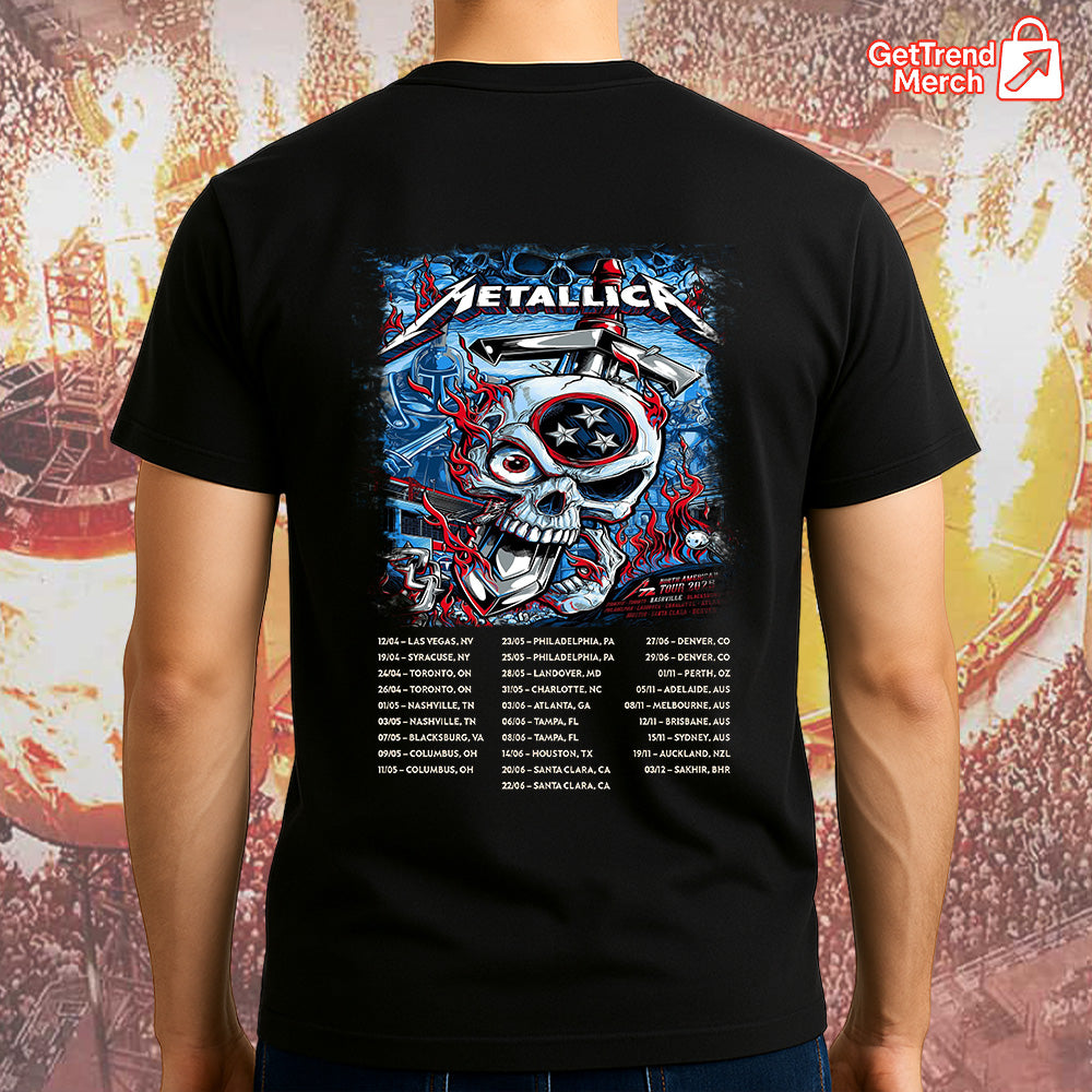 Metallica M72 Nashville 2025 Warrior Skull Setlist Graphic T-Shirt - Merch Collect