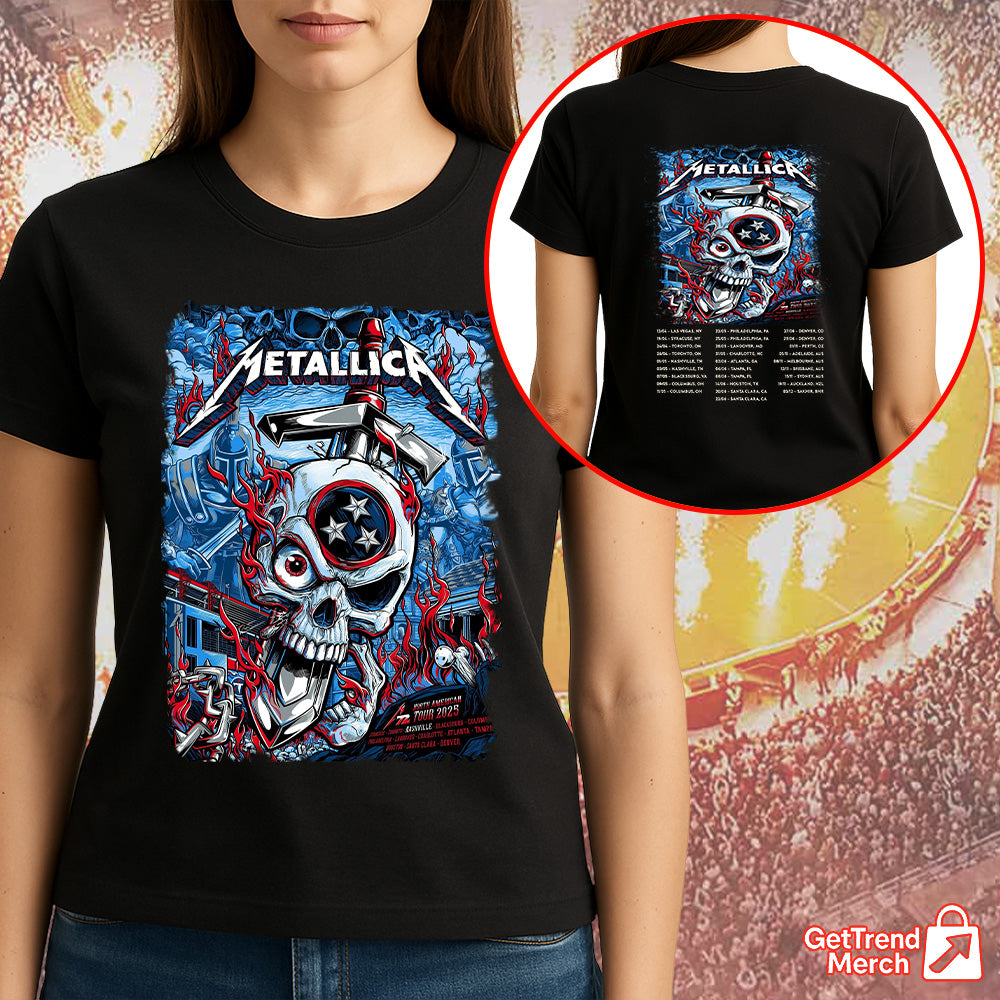 Metallica M72 Nashville 2025 Warrior Skull Setlist Graphic T-Shirt - Merch Collect