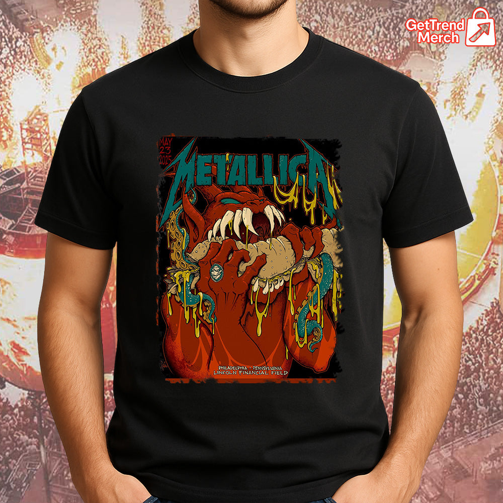 Metallica M72 Philadelphia 2025 Red Monster Bite Tour (Night 1) Graphic T-Shirt - Merch Collect