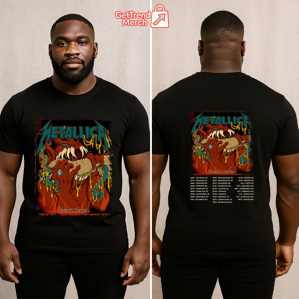 Metallica M72 Philadelphia 2025 Red Monster Bite Tour (Night 1) Graphic T-Shirt - Merch Collect