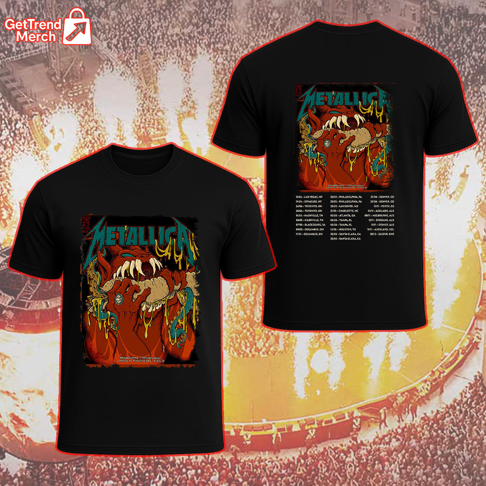 Metallica M72 Philadelphia 2025 Red Monster Bite Tour (Night 1) Graphic T-Shirt - Merch Collect