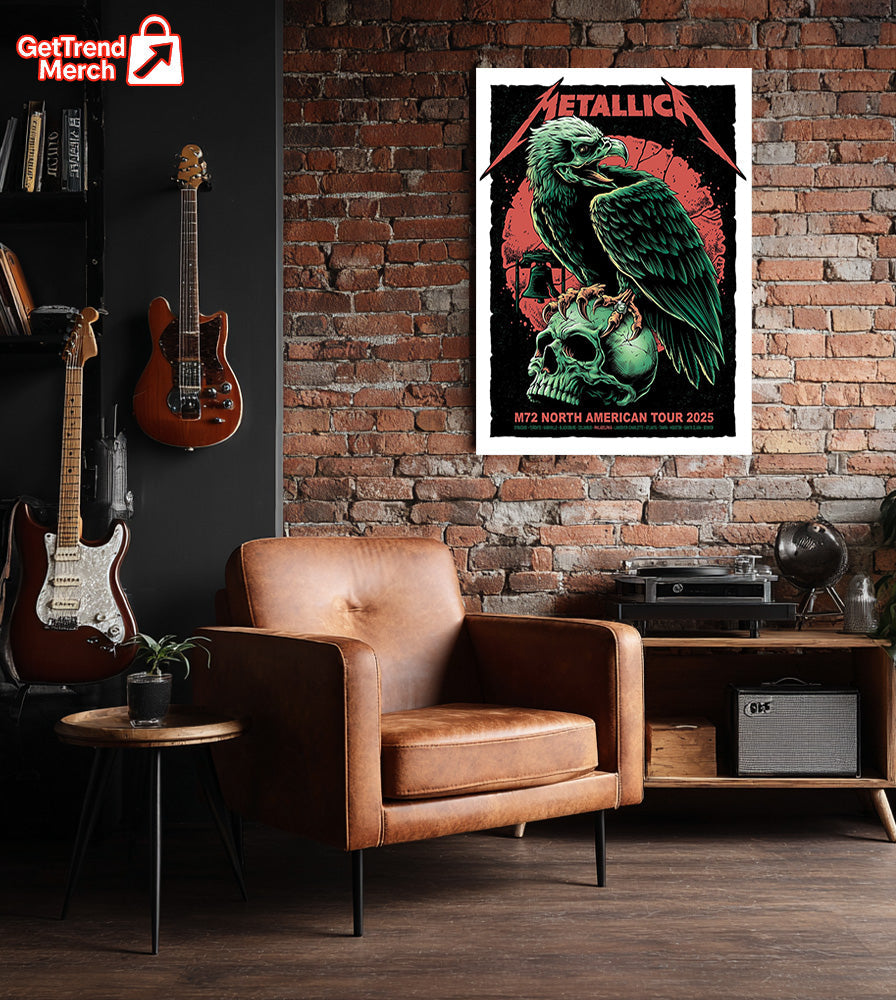 Metallica M72 2025 Setlist Skull Eagle by Rhys Cooper Poster & Canvas - Merch Collect