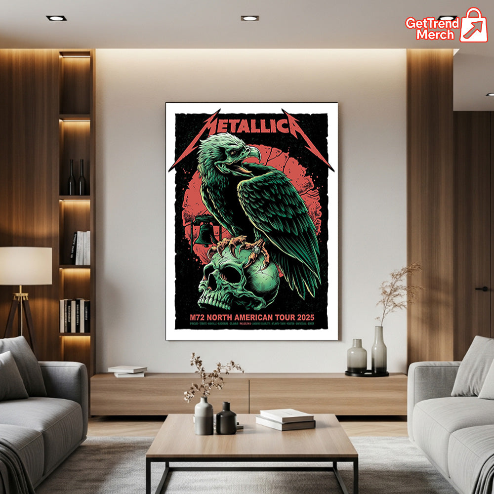 Metallica M72 2025 Setlist Skull Eagle by Rhys Cooper Poster & Canvas - Merch Collect