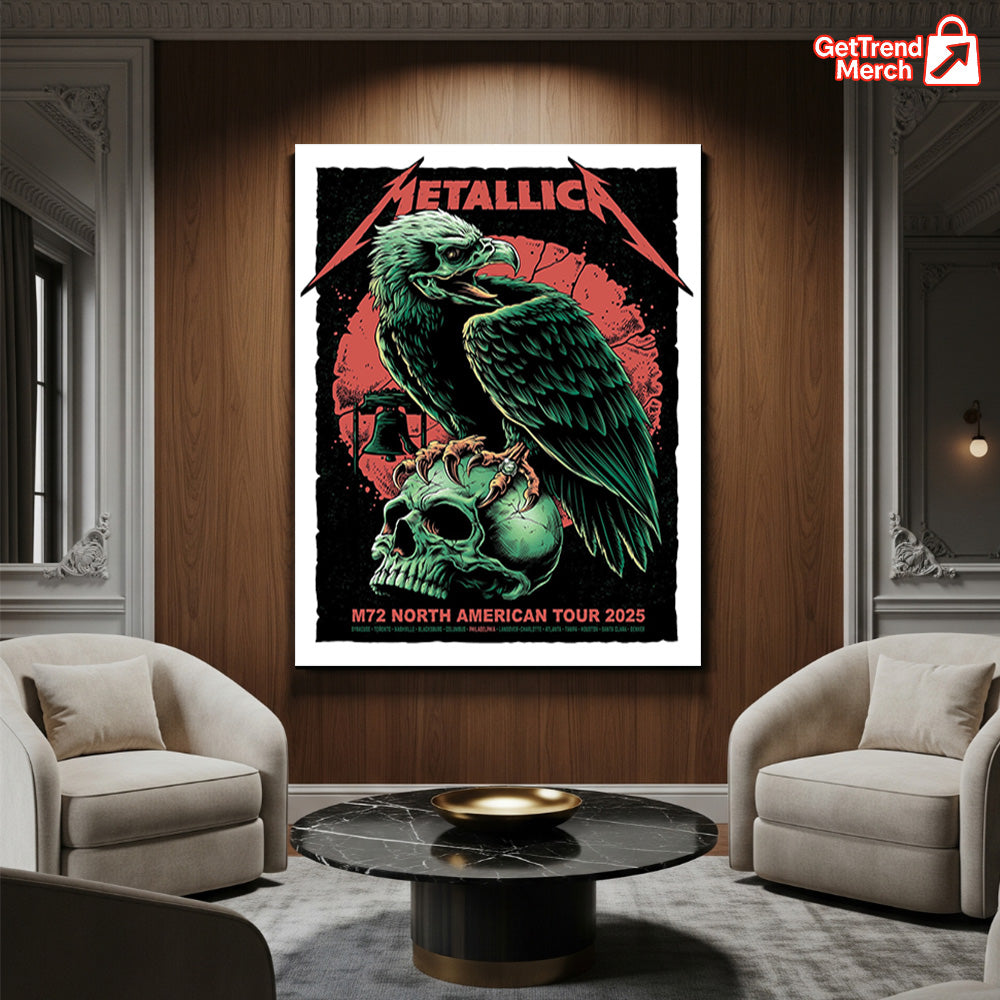 Metallica M72 2025 Setlist Skull Eagle by Rhys Cooper Poster & Canvas - Merch Collect