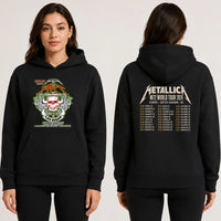 Metallica Life Burns Faster October 2 2026 The Stadium at The Palazzo Las Vegas United States 2 side T-shirt by Squindo featuring The Art of Squindo skull, curling tentacles, red graphics, electric green details and event-inspired back print.