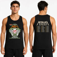 Metallica Life Burns Faster October 2 2026 The Stadium at The Palazzo Las Vegas United States 2 side T-shirt by Squindo featuring The Art of Squindo skull, curling tentacles, red graphics, electric green details and event-inspired back print.