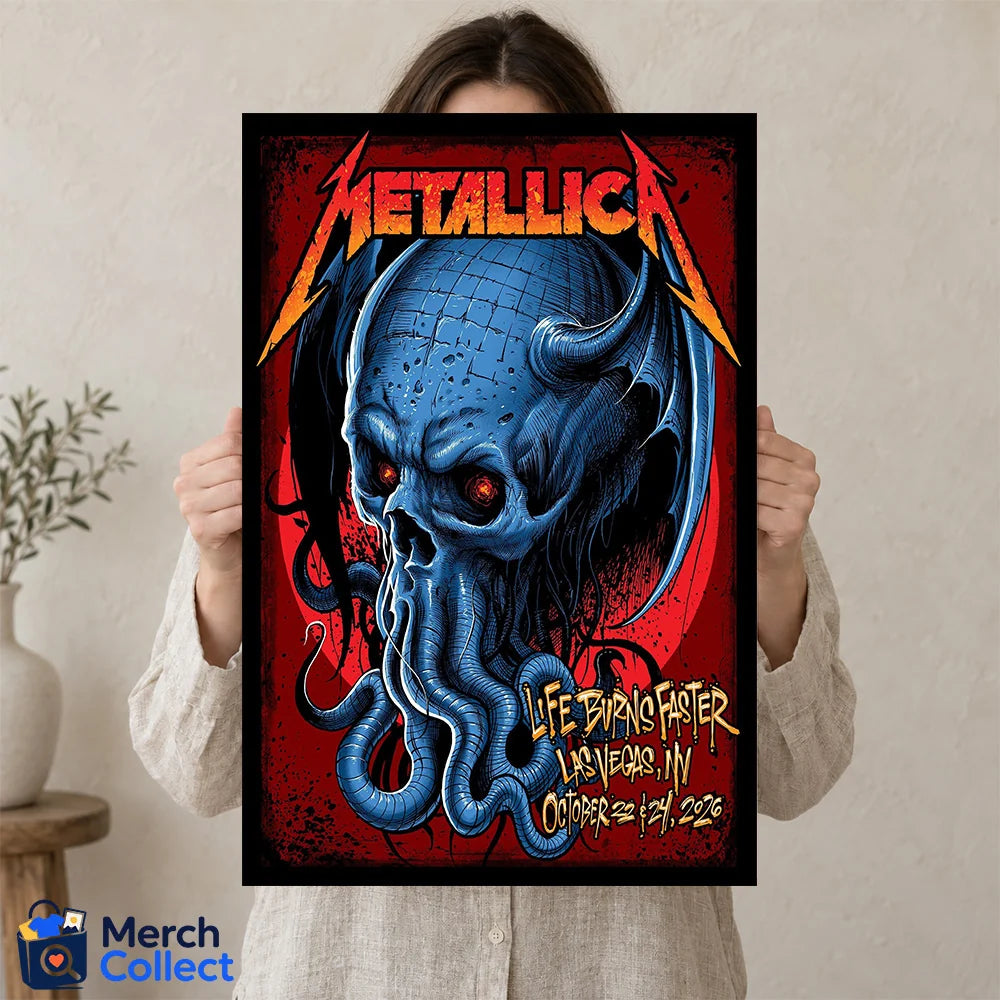 Metallica Las Vegas Horned Tentacle Skull Poster Canvas – Merch