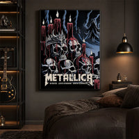 Metallica M72 World Tour June 20 2025 Levi's Stadium Santa Clara California United States poster canvas by Brandon Heart featuring skulls, melting red candles, a horned skull altar, ghostly cloaked figures, dark smoke and Santa Clara event text.