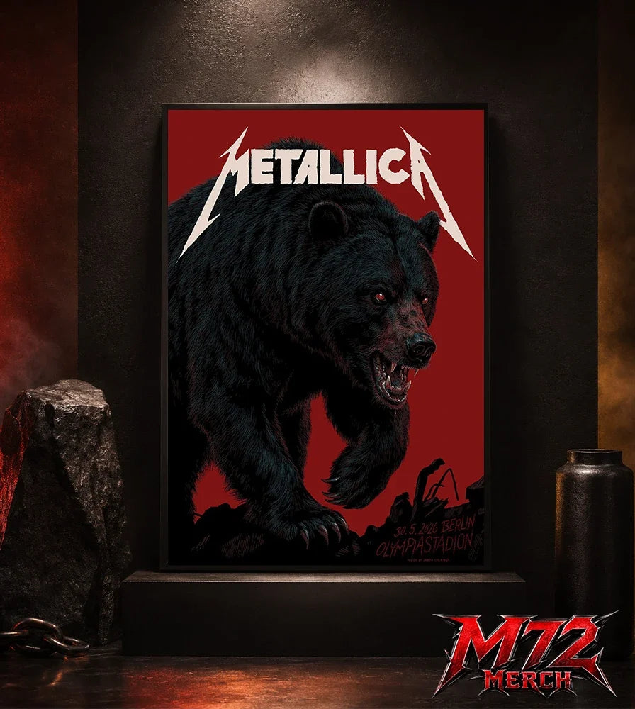 Metallica M72 World Tour May 30 2026 At Olympiastadion Berlin Germany Black Bear Artwork By Janta-Island Poster Canvas