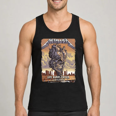 Metallica M72 World Tour Life Burns Faster October 8 and 10 2026 Sphere Las Vegas United States T-shirt featuring a giant Skull Tornado above a desert graveyard with Las Vegas skyline artwork.